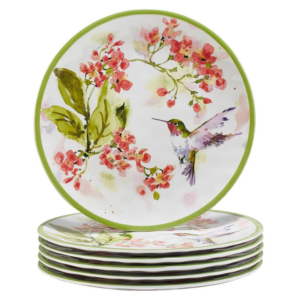 Certified International Hummingbirds 9 in. Multi-Colored Melamine Salad Plate (Set of 6)