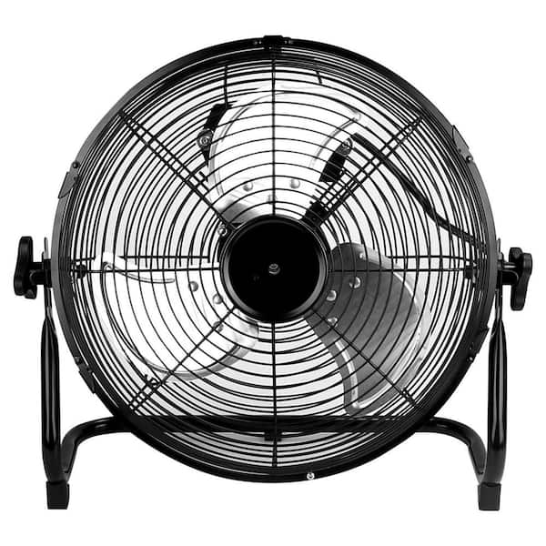 Copper Motor High Velocity 12 in. 3 fan speeds Floor Fan in Black w/180 degrees Stainless Steel Frame & Aluminum Blades