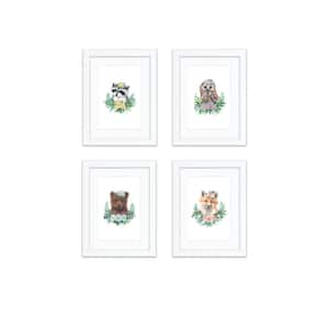 "Woodland Littles 1" by Alyssa Lewis Set of Four White Framed with Mat Animal Art Prints 20 in. x 16 in.