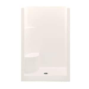 Everyday 48 in. x 33.5 in. x 72 in. 1-Piece Shower Stall with Left Seat and Center Drain in Biscuit