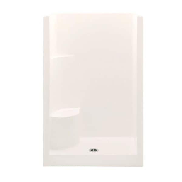 Aquatic Everyday 48 in. x 33.5 in. x 72 in. 1-Piece Shower Stall with Left Seat and Center Drain in Biscuit
