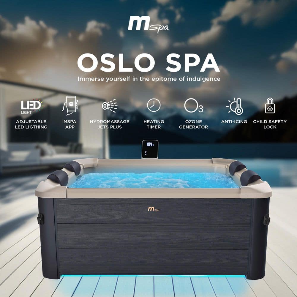 Oslo 6-Person Square Black and White Hydro Massage Hot Tub