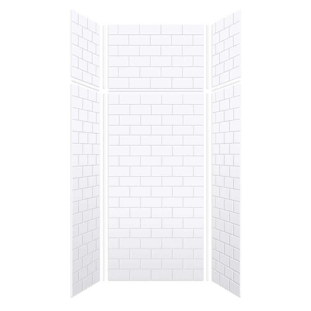 Saramar 36 in. W x 96 in. H x 36 in. D 6-Piece Glue to Wall Alcove Shower Wall Kit with Extension in White price history on PriceWatchPro