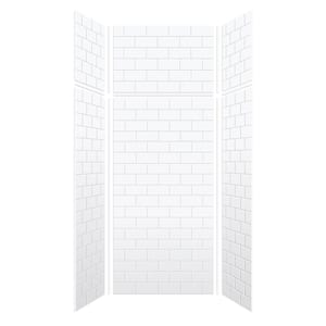 Saramar 36 in. W x 96 in. H x 36 in. D 6-Piece Glue to Wall Alcove Shower Wall Kit with Extension in. White