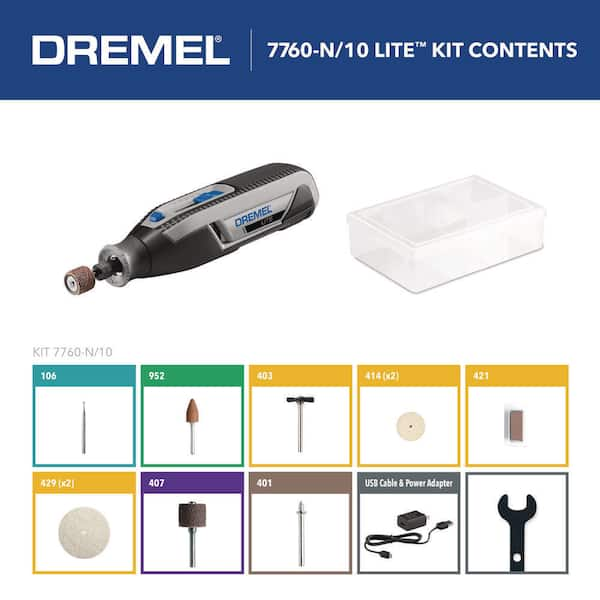 Lite 7760 4V Variable Speed Lithium Ion Cordless Rotary Tool Kit with 10 Accessories