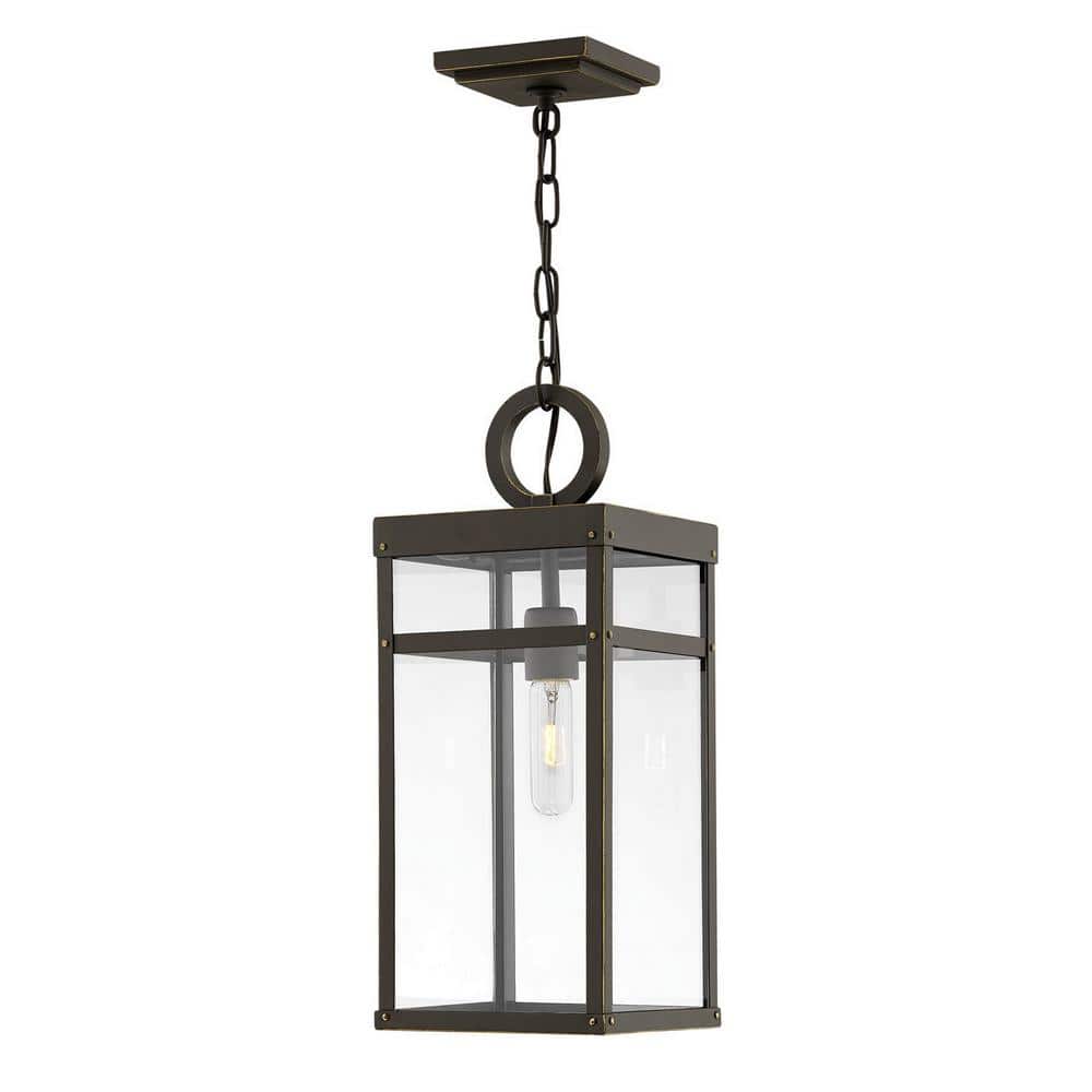 Oil Rubbed Bronze Outdoor Hanging Lantern with Clear Glass