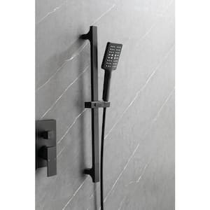 3-Spray 12 in. Square Wall Mounted Head Fixed and Handheld Shower Head Combo Set with Slide Bar in Matte Black