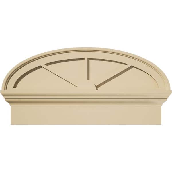 Ekena Millwork 26-in W x 13-3/8-in H x 2-3/4-in P Elliptical 3-SpokeSignature Urethane Combination Pediment, Primed Tan