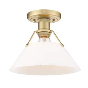 Orwell 10.0 in 1-Light Brushed Champagne Bronze Opal Glass Shade Flush Mount