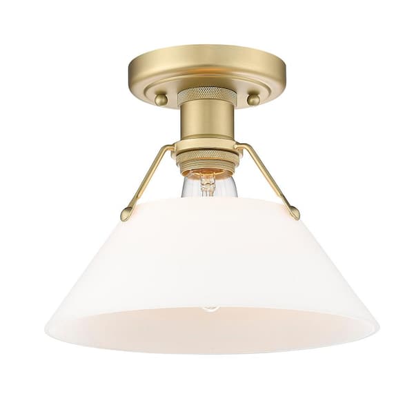 Golden Lighting Orwell 10.0 in 1-Light Brushed Champagne Bronze Opal Glass Shade Flush Mount