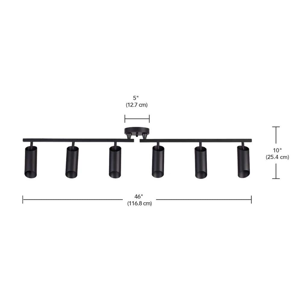 Modern Matte Black 46" Metal 6-Light Ceiling Track Fixture