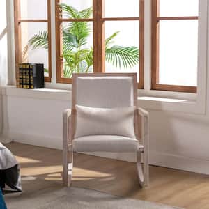 Beige Linen Rocking Chair Accent Chair (Set of 1)