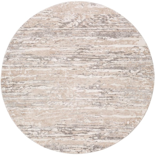 Livabliss Aldina Brown 7 ft. 10 in. Round Abstract Area Rug