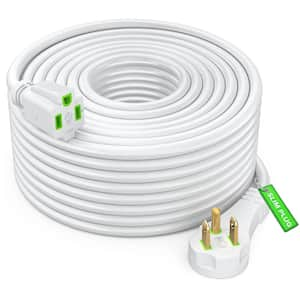 50 ft. 14 / 3 Medium / Heavy Duty Indoor Extension Cord with Angled Plug, 15 Amps, White