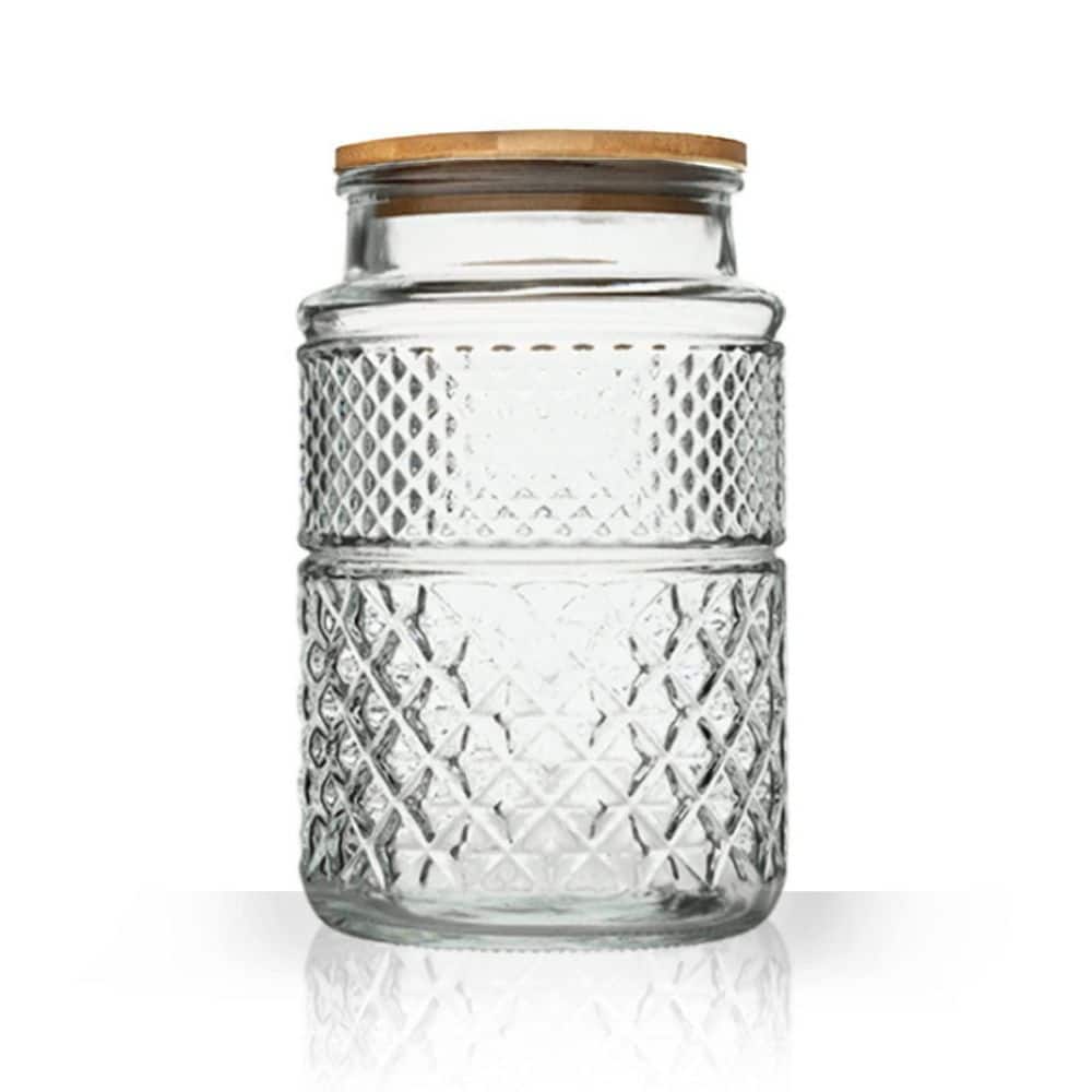 60 oz Clear Glass Decorative Storage Jar with Bamboo Lid and Airtight Seal for Kitchen price history on PriceWatchPro