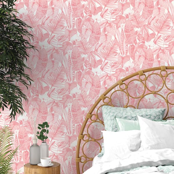 Pink Lemonade Tropical Vinyl Peel and Stick Wallpaper Roll (Covers 28 sq. ft.)