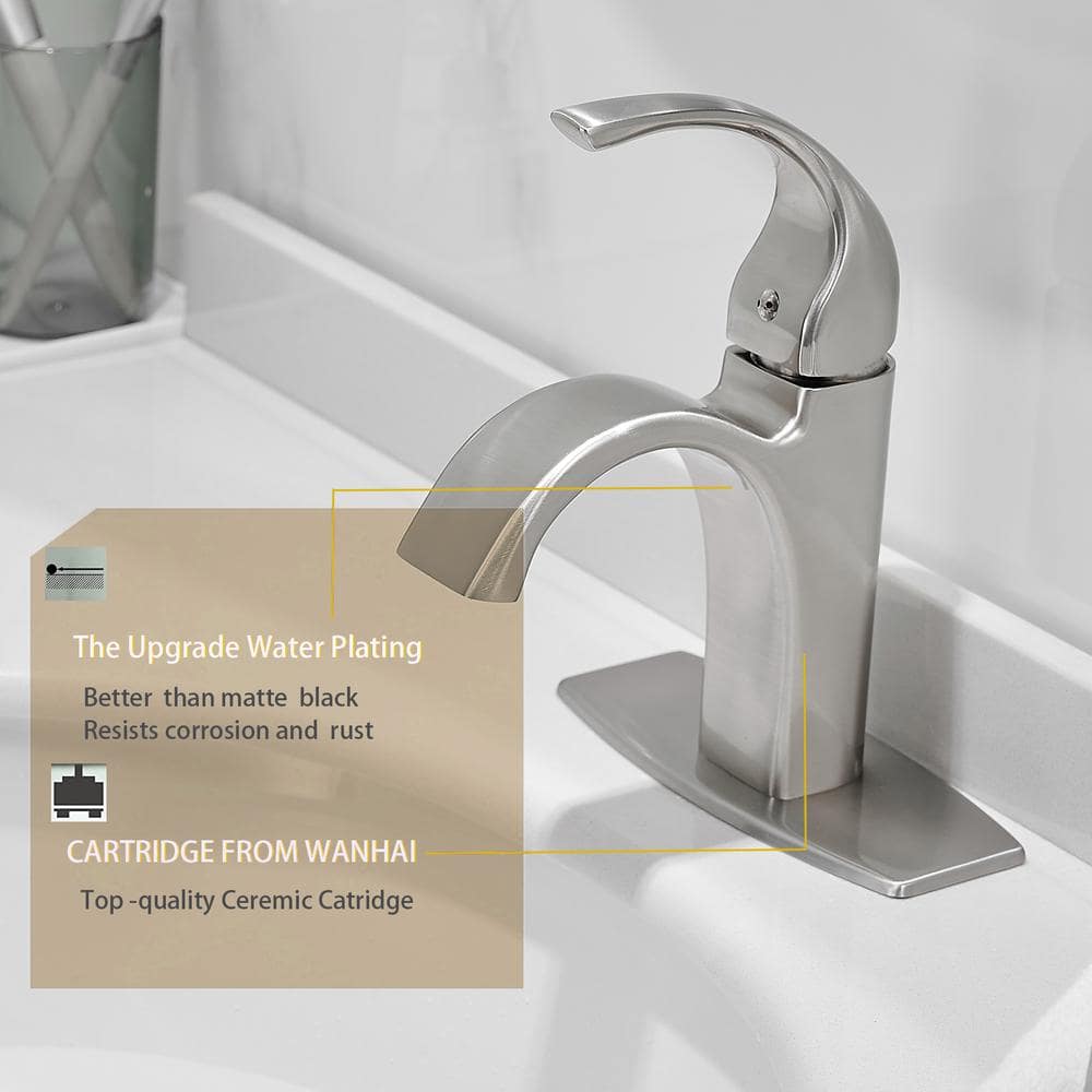 Brushed Nickel Single Handle High Arc Bathroom Faucet