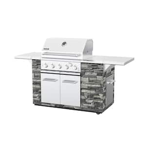 5-Burner Propane Gas Grill Island in Seascape Gray