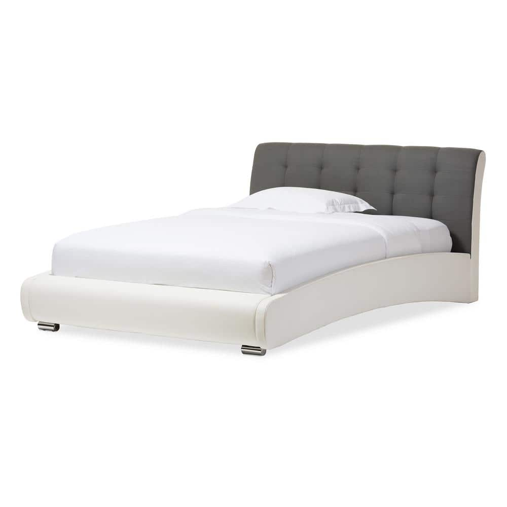 Baxton Studio Guerin Modern White Faux Leather Upholstered Queen