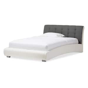 Guerin Modern White Faux Leather Upholstered Queen Size Bed