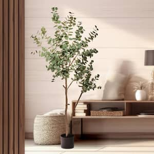 60 in. Green Artificial Eucalyptus Plant in Pot