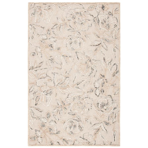SAFAVIEH Trace Beige/Gray 4 ft. x 6 ft. Floral Area Rug