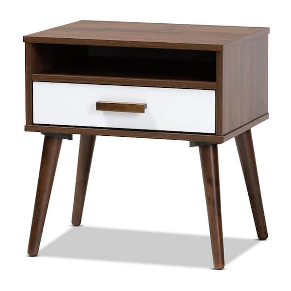 Baxton Studio Quinn Walnut Three Shelves End Table