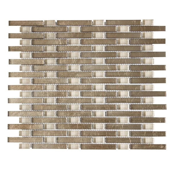 Jeffrey Court Sphynx Beige 12.125 in. x 10.75 in. Interlocking Glossy Glass Mosaic Tile (9.05 sq. ft./Case)