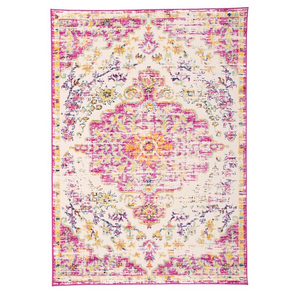 World Rug Gallery Vintage Traditional Bohemian 5 ft. x 7 ft. Pink Area Rug