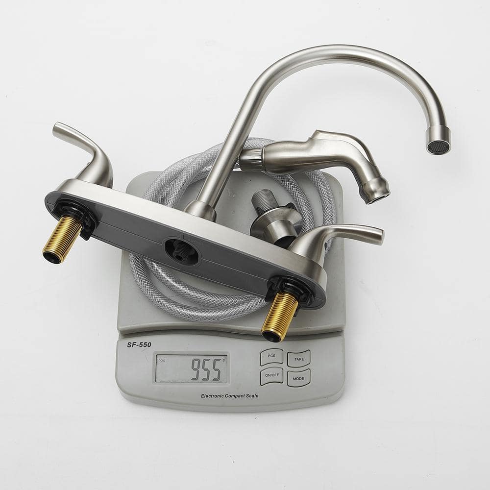Brushed Nickel Double Handle Kitchen Faucet with Side Sprayer