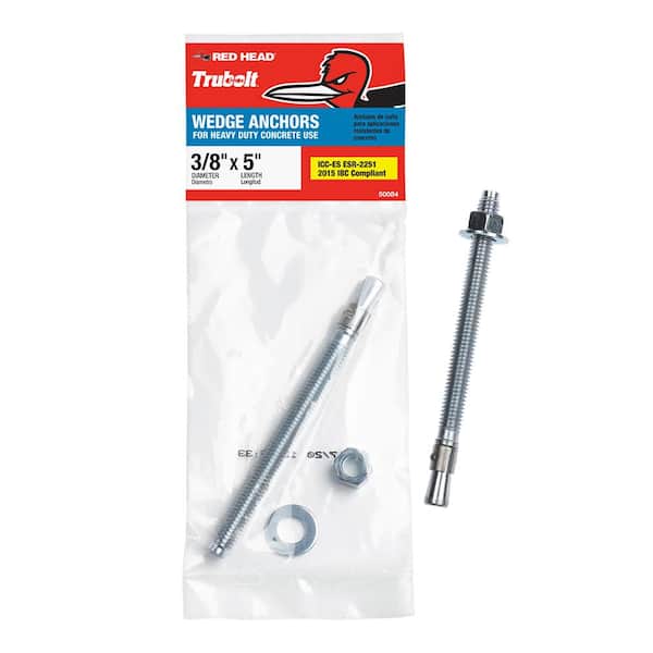 Red Head 3/8 in. x 5 in. Steel Hex-Nut-Head Solid Concrete Wedge Anchor