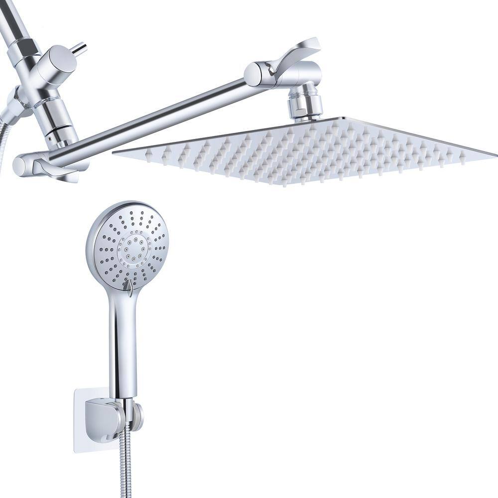 8-spray Patterns 8 in. Wall Mount Dual Shower Head and Handheld Shower Head
