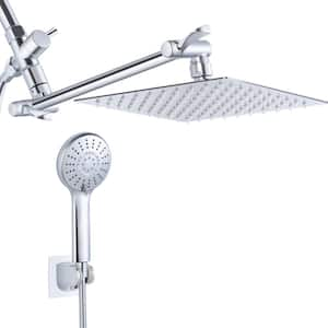 8-spray Patterns 8 in. Wall Mount Dual Shower Head and Handheld Shower Head 2.2 GPM with Waterfall in Polish Chrome