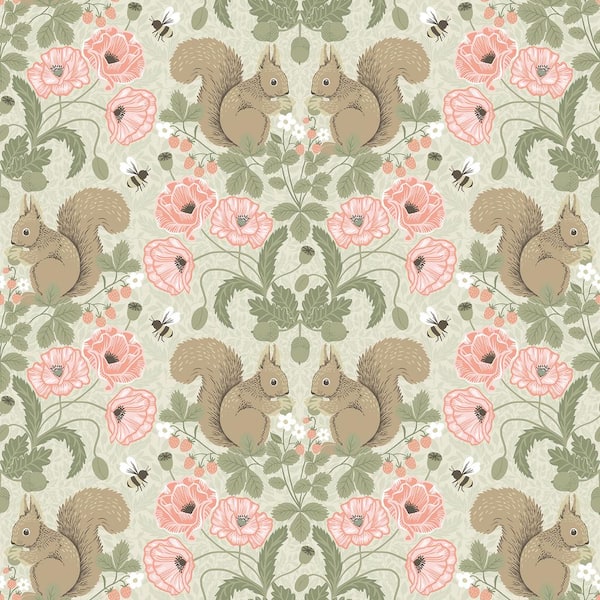 A-Street Prints Kurre Pink Woodland Damask Non Woven Paper Wallpaper