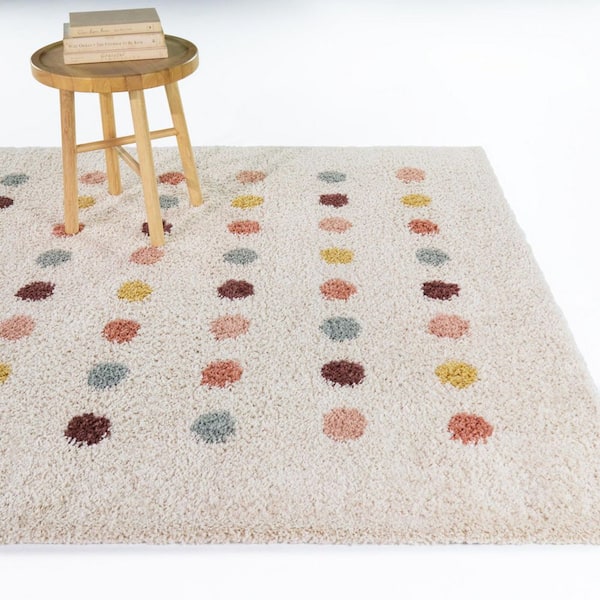 Janel Cream 5 ft. x 7 ft. Multi-Color Dots Area Rug