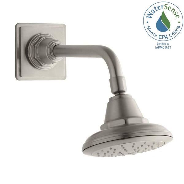 KOHLER Pinstripe 1-Spray Single Function 5.5625 in. Raincan Showerhead with Katalyst Spray in Vibrant Brushed Nickel