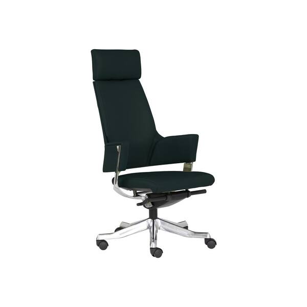 black genuine leather high back office chair