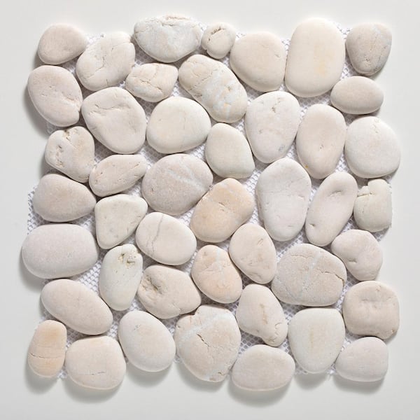 CRUZ BAY STUDIO Classic Pebble Tile White 11-1/4 in. x 11-1