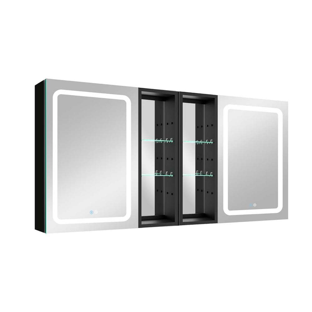 60 in. W x 30 in. H Large Rectangular Black Aluminum Recessed/Surface Mount