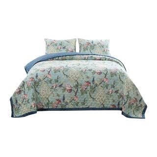 MODERN HEIRLOOM – Set Copripiumino Olivia 3 Pezzi, Motivo Floreale Ricamato, 100% Cotone, Matrimoniale/queen Size