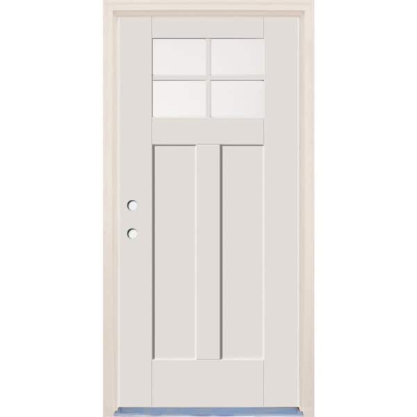 Builders Choice 36 in. x 80 in. Right-Hand 4-Lite Clear Glass Alpine Painted Fiberglass Prehung Front Door with 4-9/16 in. Frame