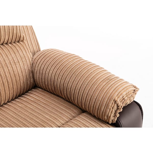 Z-joyee Brown Fabric Recliner Chair Single Recliner Rocking Sofa