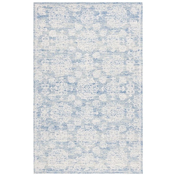 SAFAVIEH Ebony Ivory/Blue 4 ft. x 6 ft. Floral Area Rug