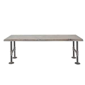 48 in. x 16 in. x 34 in. Riverstone Grey Restore Wood Accent Bench with Industrial Steel Pipe Legs