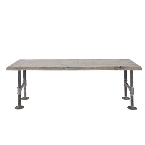 PIPE DECOR 48 in. x 16 in. x 34 in. Riverstone Grey Restore Wood Accent Bench with Industrial Steel Pipe Legs