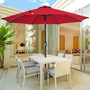 9 ft. Aluminum Market Patio Umbrella, Outdoor Table Umbrella with 8 Sturdy Ribs, Push Button Tilt and Crank in Green