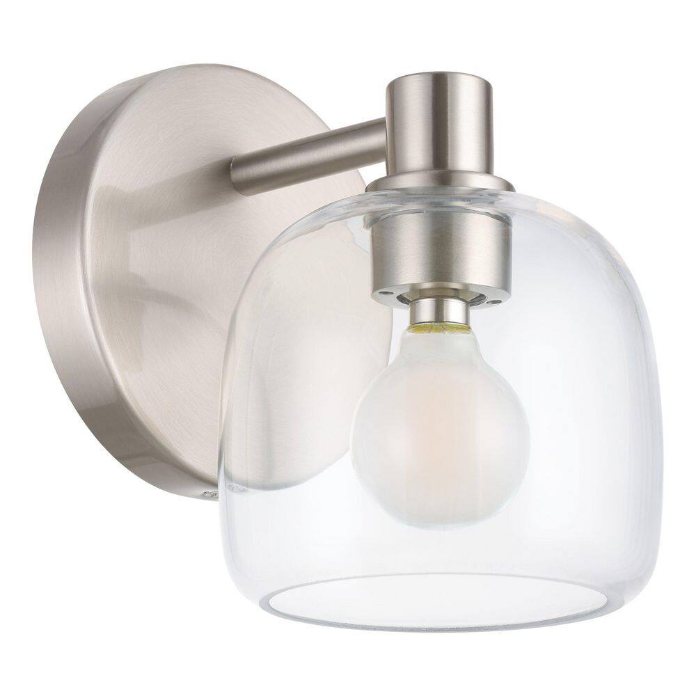 Valentina 5-in. 1-light Brushed Nickel Vanity Light with Clear Glass Shade price history on PriceWatchPro