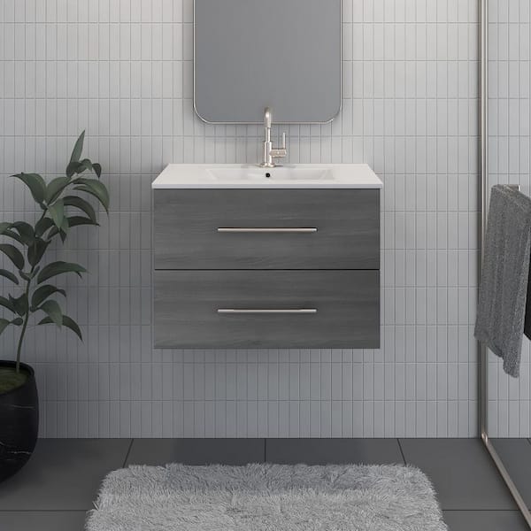 Napa 30 in. W x 18 in. D Bath Vanity in Ash Gray with Ceramic Vanity Top in White with White Basin