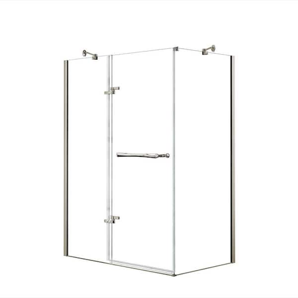MAAX Reveal 29-7/8 in. x 60 in. x 71-1/2 in. Frameless Corner Pivot Shower Enclosure in Brushed Nickel