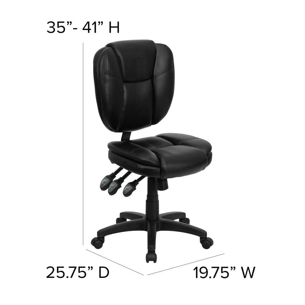 Ergonomic Mid-Back Black LeatherSoft Swivel Task Chair with Synchro Tilt